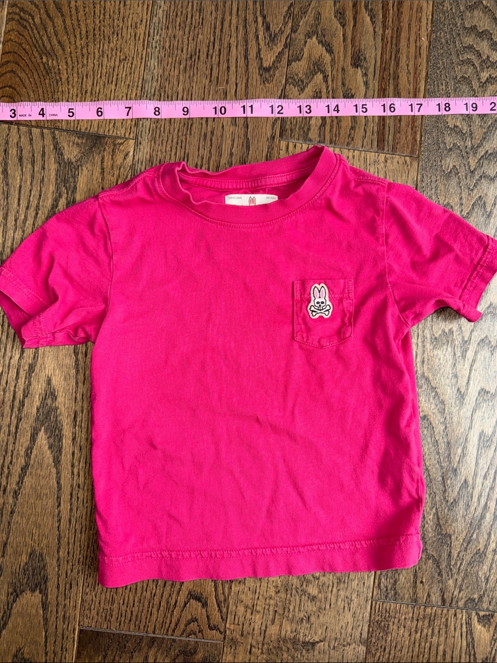 Psycho Bunny Kids Short Sleeve Tee in HotPink Pocket Bunny Patch 2T 18-24 unisex - Picture 3 of 7